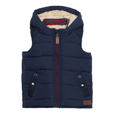 Boys' navy sherpa lined hooded gilet